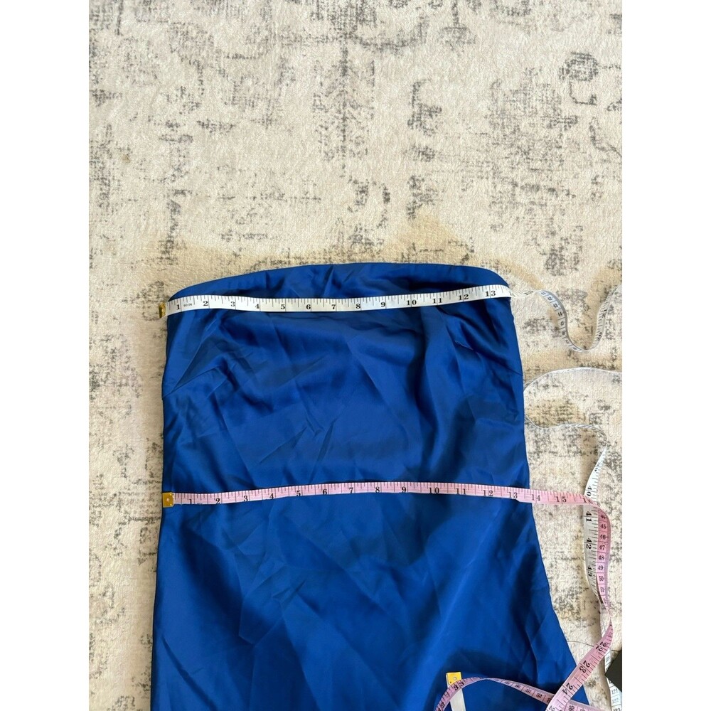Lulus Effortless Bliss Royal Blue Satin Strapless Cowl Back Midi Dress Small NWT - Picture 5 of 8